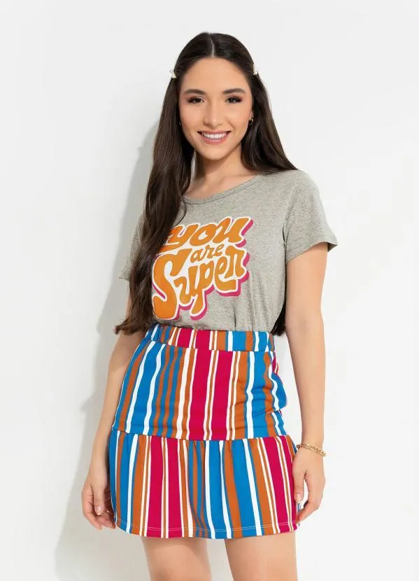 Moda Pop - Blusa Mescla com Estampa Frontal