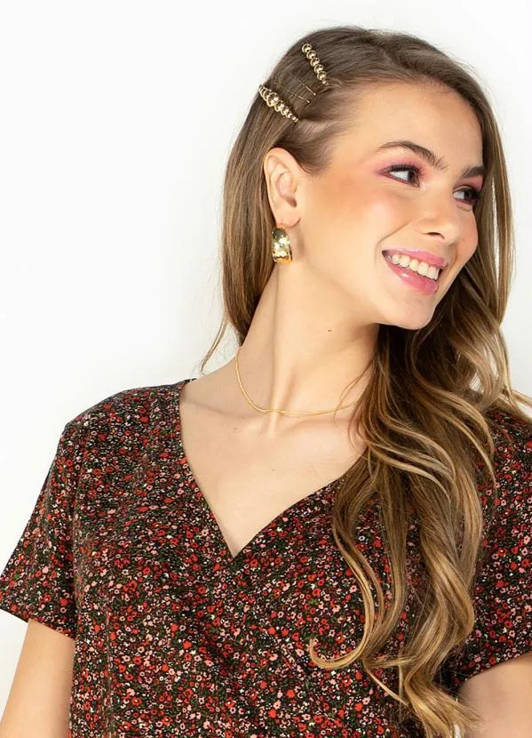 Moda Pop - Blusa Mini Floral  com Decote Transpassado 3