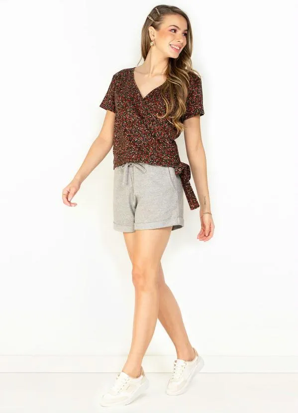 Moda Pop - Blusa Mini Floral  com Decote Transpassado 4