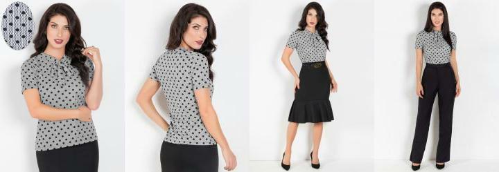 Blusa Mix Po com Gola Lao