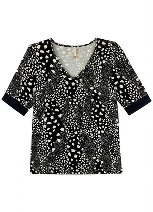 Marialícia - Blusa Moderna Comfy Criativa Preto - MARIALÍCIA