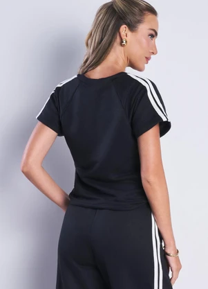Meu Jeans - Blusa Moletinho Sport com Listras Preto - MEU JEANS