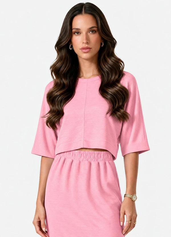 Dianna - Blusa Morcego Feminina Manga Ampla Rosa