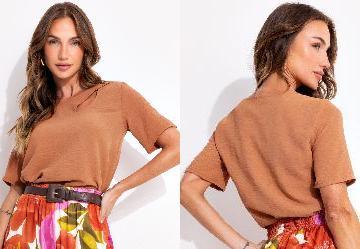 Blusa Mostarda em Crepe Plano