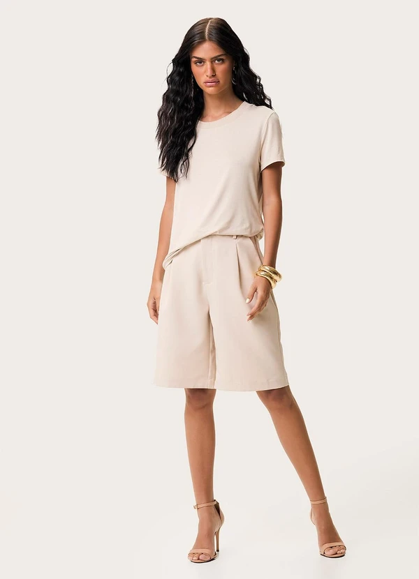 Enfim - Blusa Mullet em Viscose Areia