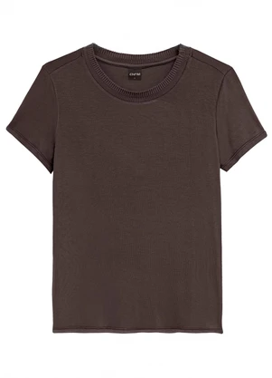 Enfim - Blusa Mullet em Viscose Café - ENFIM