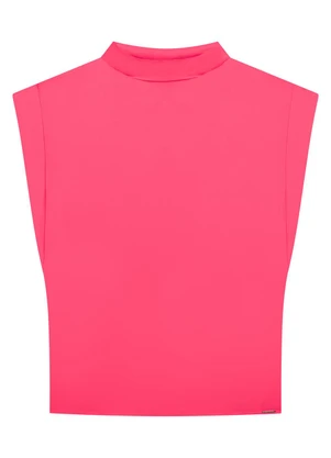 Lunender - Blusa Muscle Tee em Tecido com Gola Alta Rosa - LUNENDER