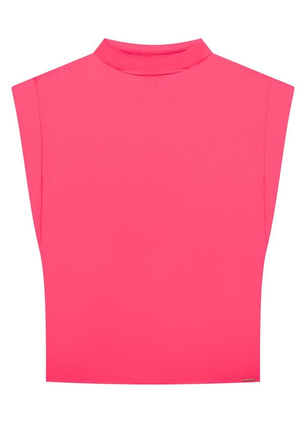 Lunender - Blusa Muscle Tee em Tecido com Gola Alta Rosa 1