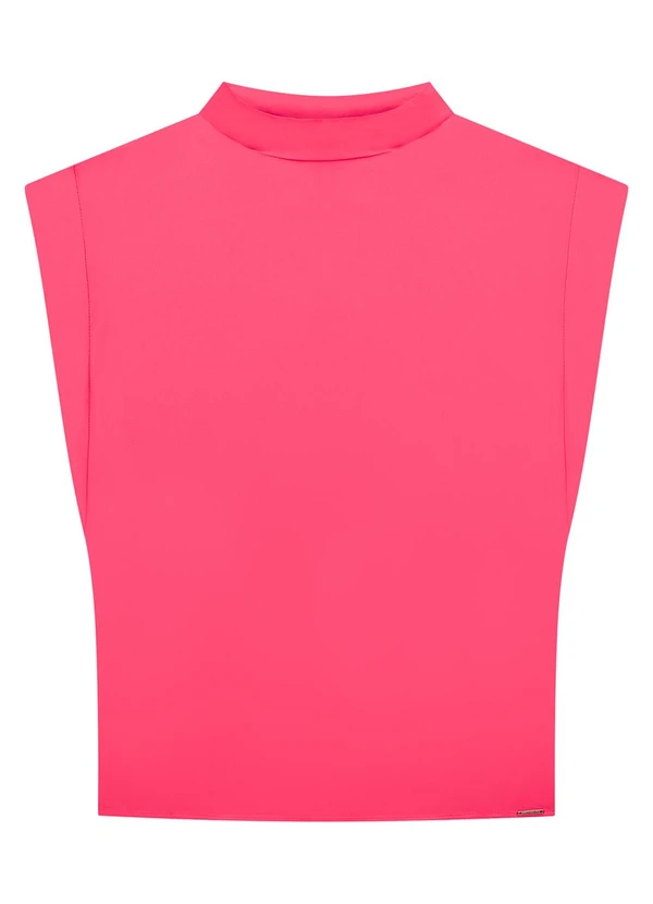 Lunender - Blusa Muscle Tee em Tecido com Gola Alta Rosa