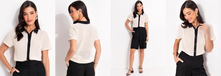 Blusa Natural em Malha Crochet