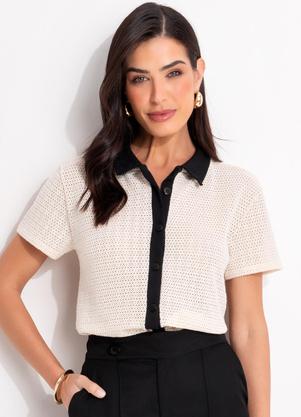 Blusa (Natural) em Malha Crochet