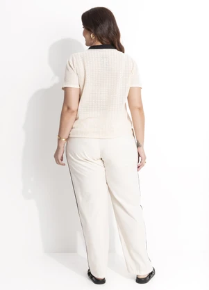 Quintess - Blusa Natural em Malha Crochet - QUINTESS