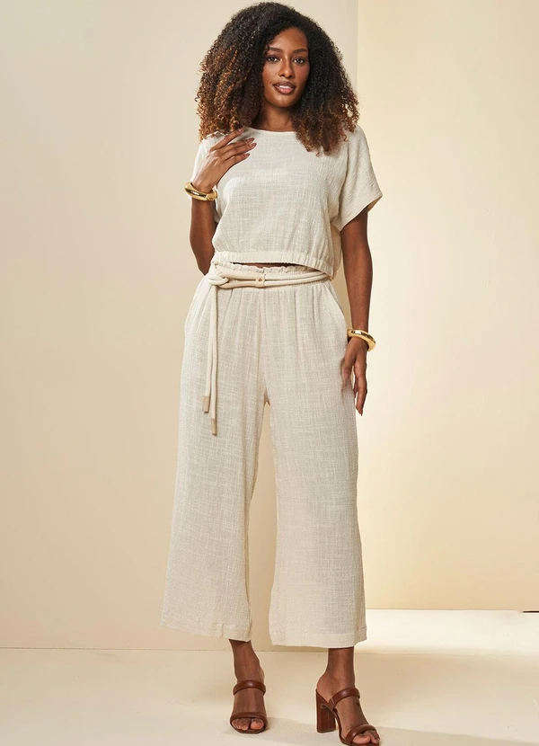 Doce Trama - Blusa Nature em Linho Branco 3