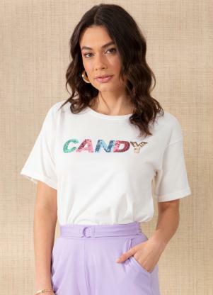 Blusa (Off White) com Bordado de Paet