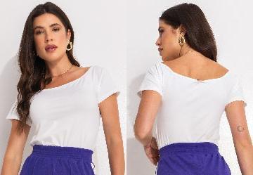 Blusa Off White com Decote Canoa