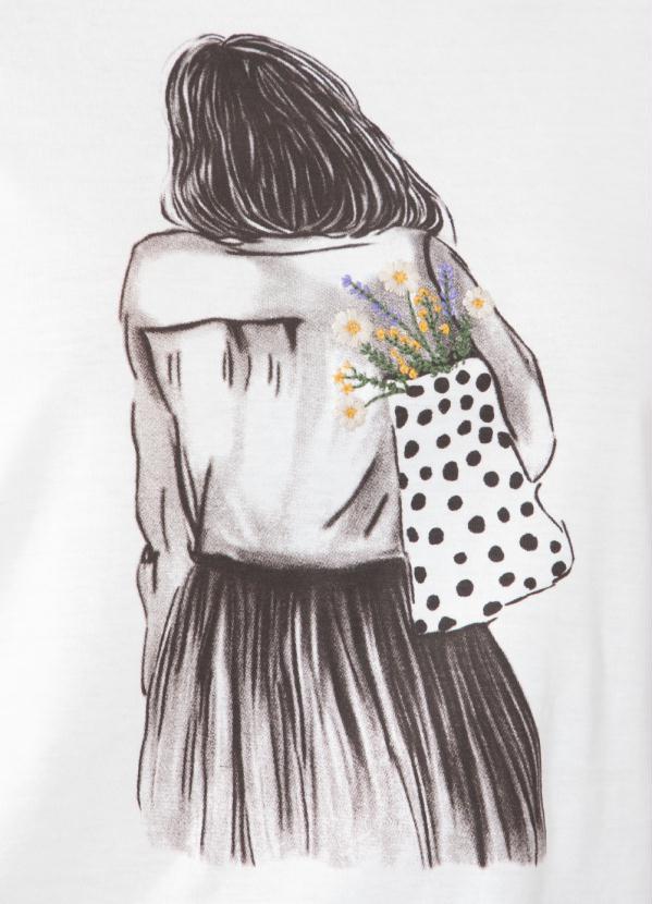 Outlet - Blusa Off White com Estampa e Bordado 2