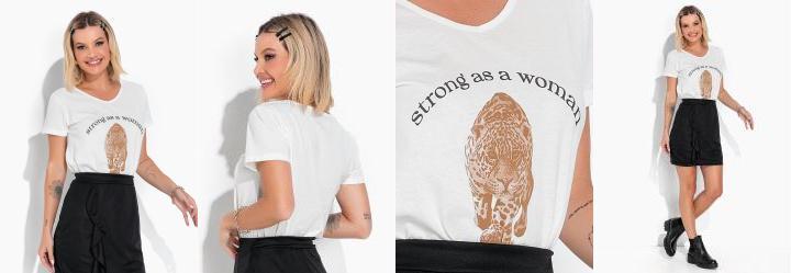 Blusa Off White com Estampa Localizada