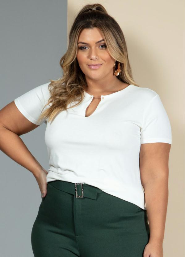 Quintess - Blusa Off White com Filetes Metalizados 5