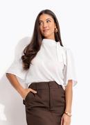 Blusa Off White em Crepe Plano