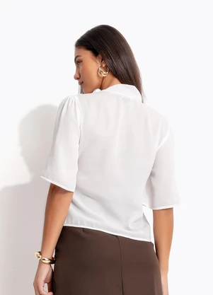 Quintess - Blusa Off White em Crepe Plano - QUINTESS