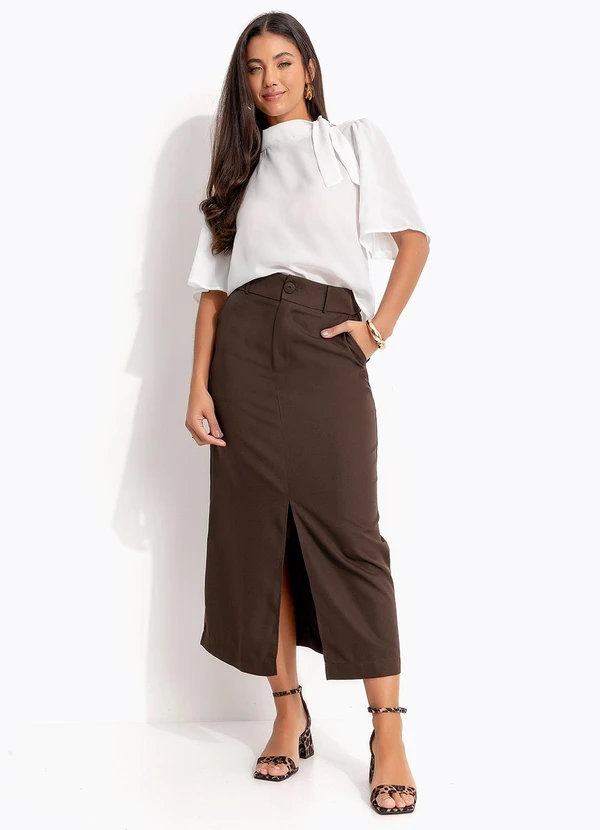 Quintess - Blusa Off White em Crepe Plano 4