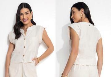 Blusa Off White em Linho