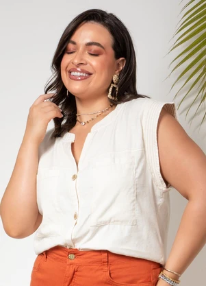 Quintess - Blusa Off White em Linho - QUINTESS