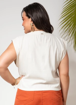 Quintess - Blusa Off White em Linho - QUINTESS