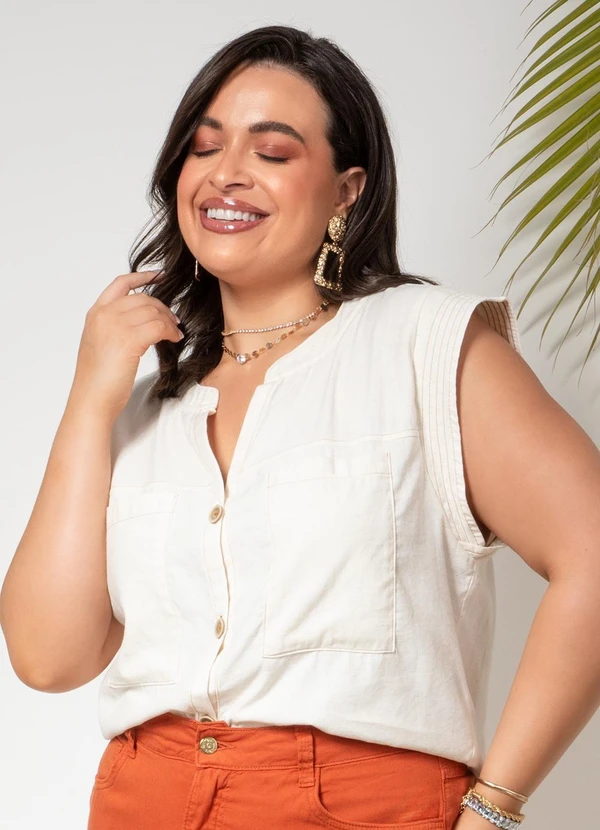 Quintess - Blusa Off White em Linho 11