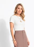 Blusa Off White em Malha Canelada