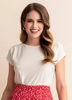 Rosalie - Blusa Off White em Malha com Lurex - ROSALIE