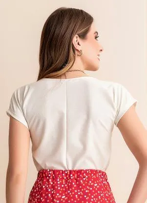 Rosalie - Blusa Off White em Malha com Lurex - ROSALIE