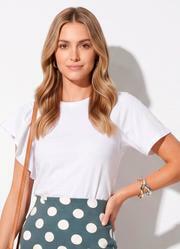 Blusa Off White em Malha de Algod�o Penteado