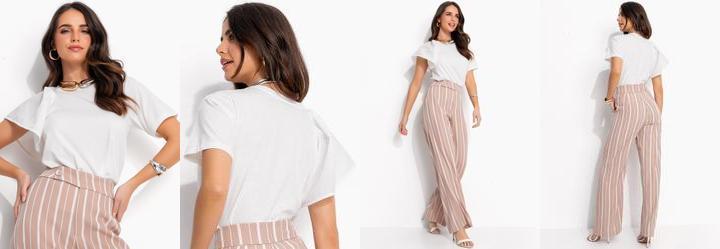 Blusa Off White em Malha de Algodo Penteado