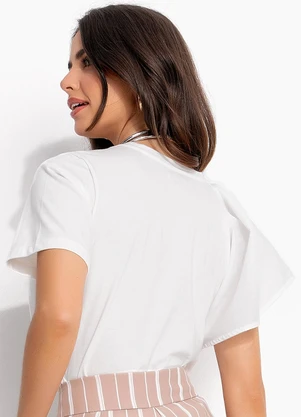 Quintess - Blusa Off White em Malha de Algodão Penteado - QUINTESS