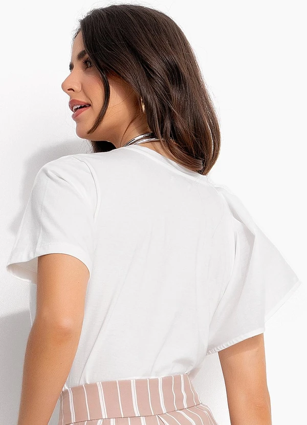 Quintess - Blusa Off White em Malha de Algodão Penteado 7