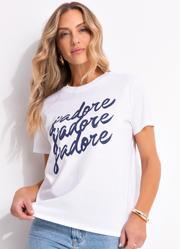 Blusa Off White em Malha de Algodo Penteado