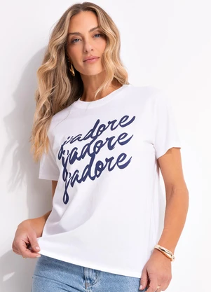 Quintess - Blusa Off White em Malha de Algodão Penteado - QUINTESS