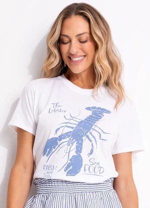 Quintess - Blusa Off White em Malha de Algodão Penteado - QUINTESS