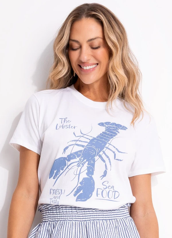 Quintess - Blusa Off White em Malha de Algodão Penteado