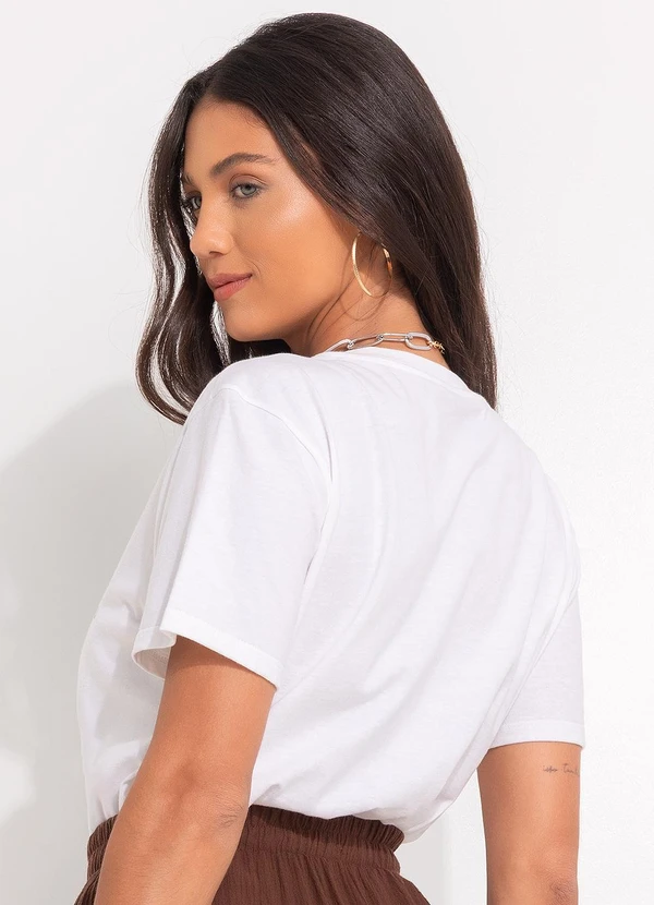 Quintess - Blusa Off White em Malha de Algodão Penteado 6