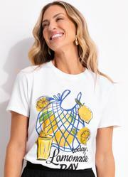 Blusa Off White em Malha de Algodo Penteado