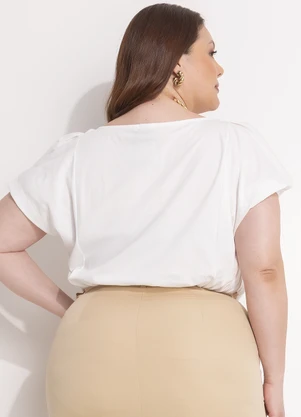 Quintess - Blusa Off White em Malha de Algodão Penteado - QUINTESS