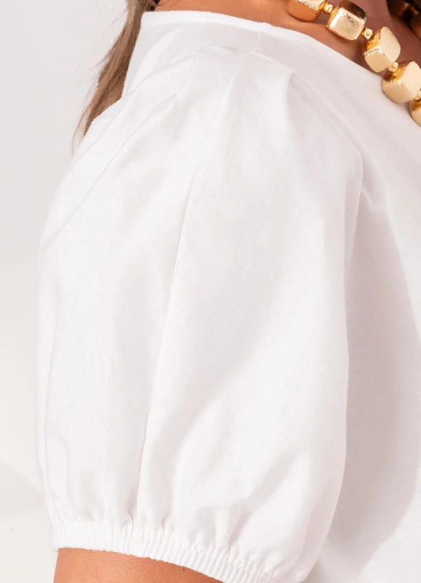 Quintess - Blusa Off White em Malha de Algodão Penteado 6