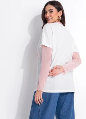 Quintess - Blusa Off White em Malha de Algodão Penteado - QUINTESS