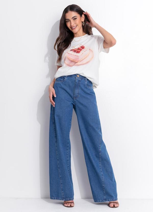 Blusa (Off White) em Malha de Algod�o Penteado
