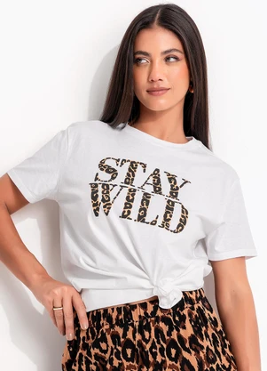 Quintess - Blusa Off White em Malha de Algodão Penteado - QUINTESS