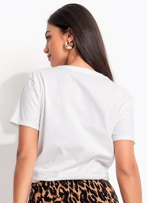 Quintess - Blusa Off White em Malha de Algodão Penteado - QUINTESS
