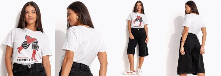 Blusa Off White em Malha de Algodo Penteado