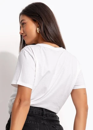Quintess - Blusa Off White em Malha de Algodão Penteado - QUINTESS